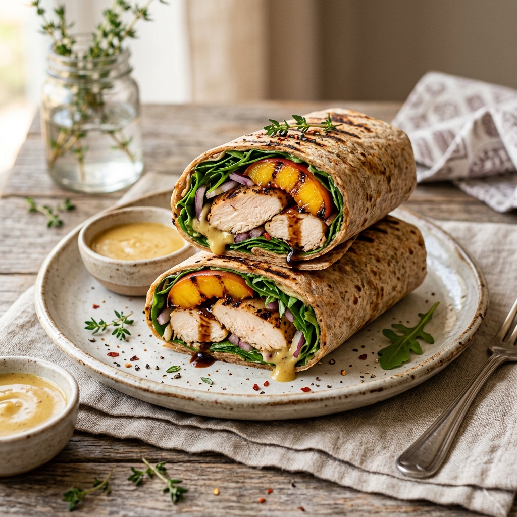 Grilled Peach Chicken Wrap High Protein