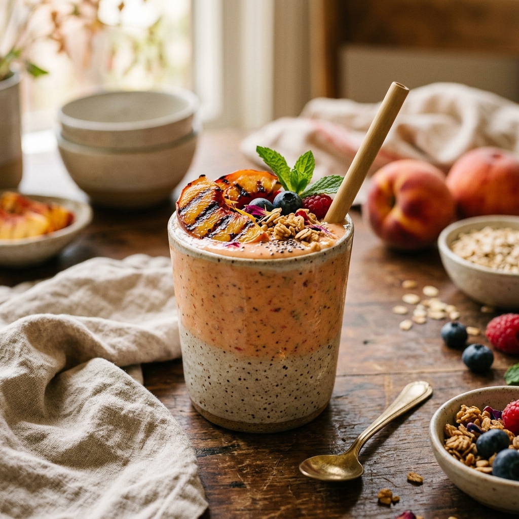 Grilled Peach Protein Smoothie
