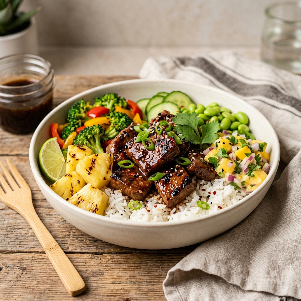 Hawaiian Teriyaki Beef Bowls Meal Prep
